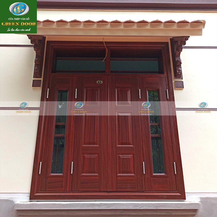 Cửa sổ thép vân gỗ 4 cánh