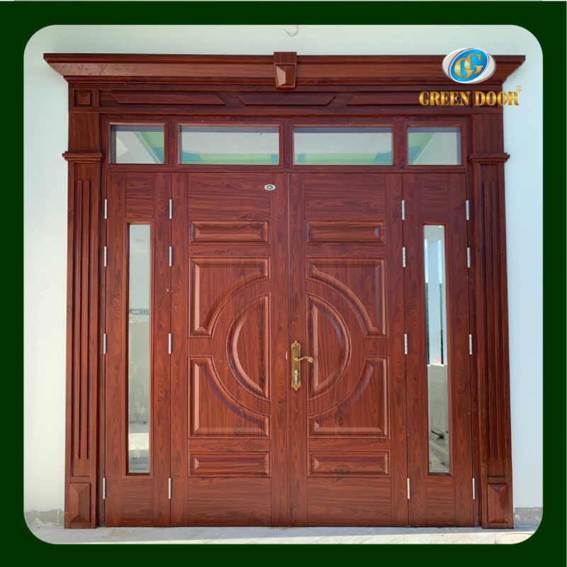 cửa thép vân gỗ 4 cánh