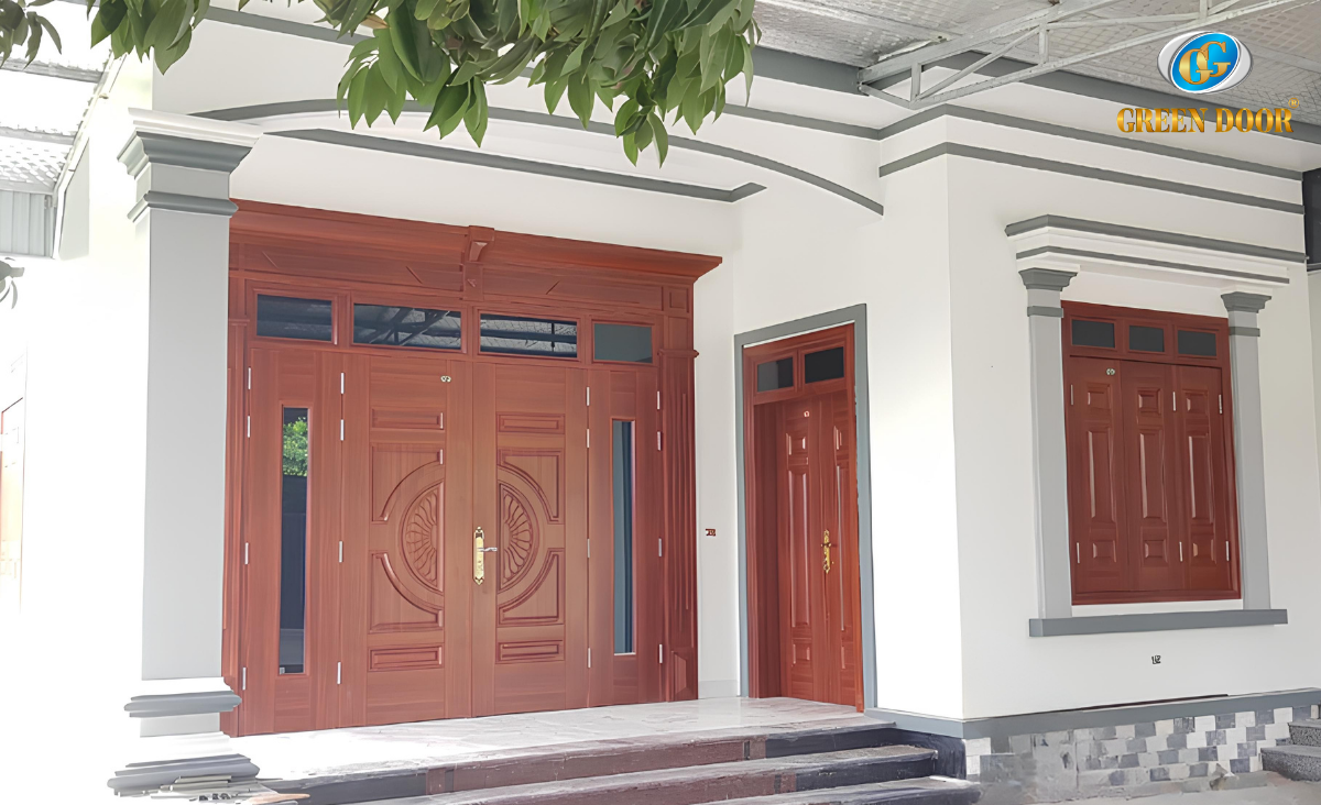 Tổng hợp các mẫu cửa thép vân gỗ đẹp nhất hiện nay 3 Cua Thep Van Go Dep 3